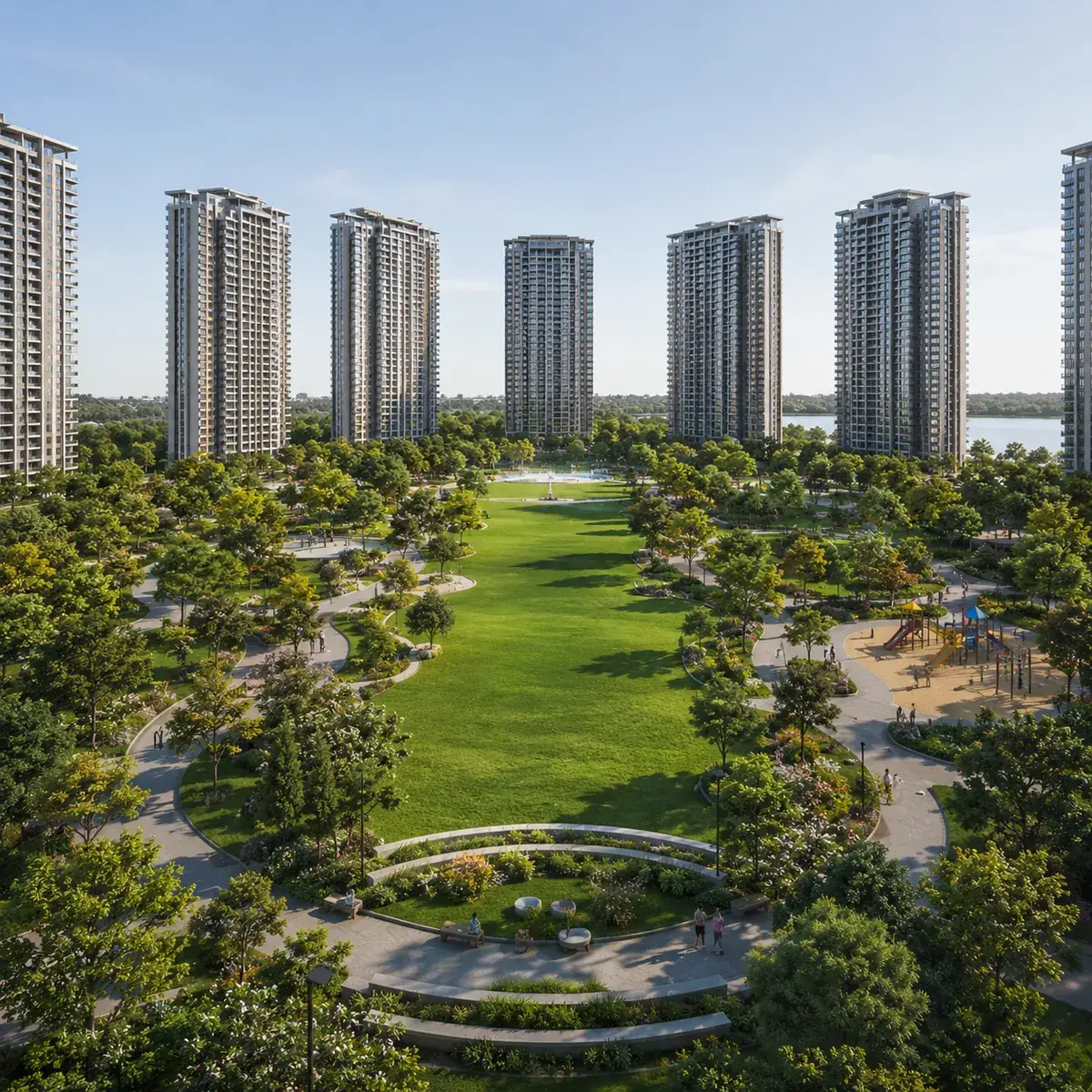 The 4.25-acre central open space at Candeur Kukatpally, Kukatpally, Hyderabad The 4.25-acre central open space at Candeur Kukatpally, Kukatpally, Hyderabad